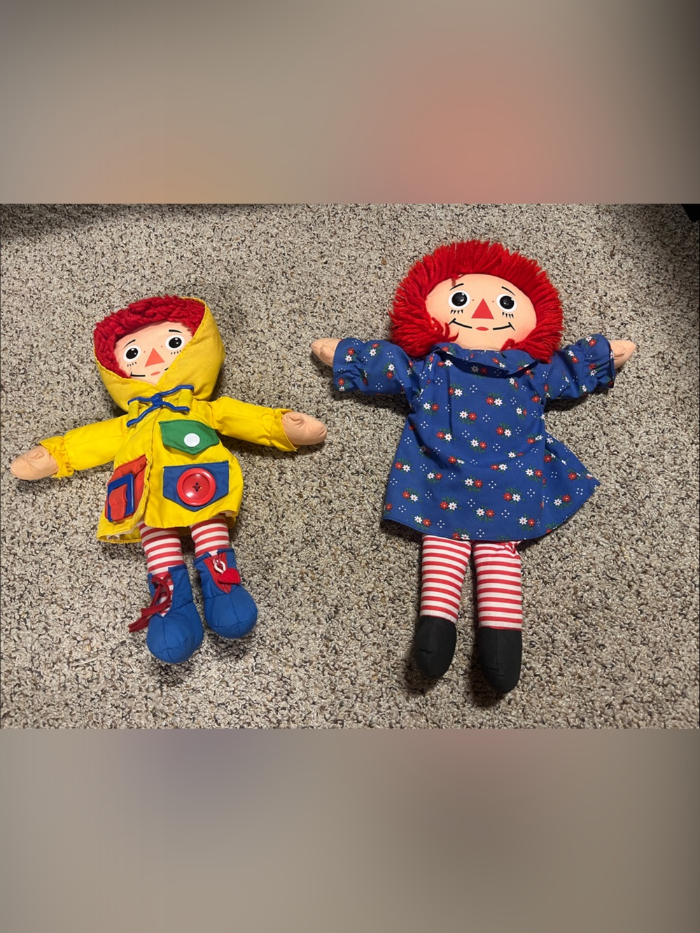 Classic Raggedy Ann Doll Pair in Blue & Yellow(dress me) Outfits